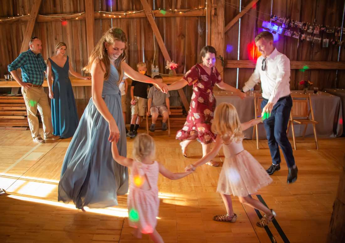 Guests dancing together at a reception